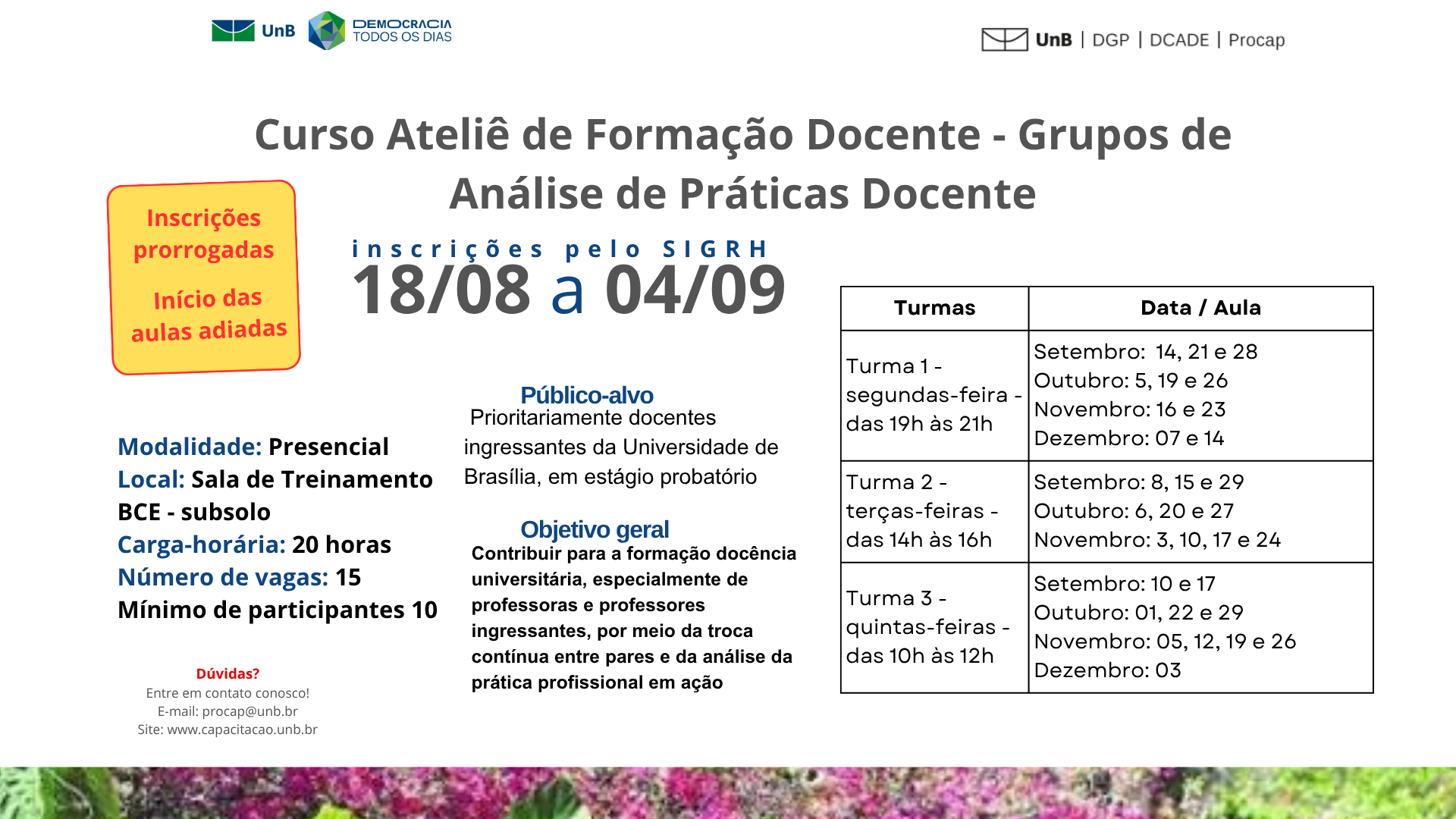INSCRIÇÕES PRORROGADAS ! Ateliê de Formação Docente – Grupos de Análise de Prática Docente