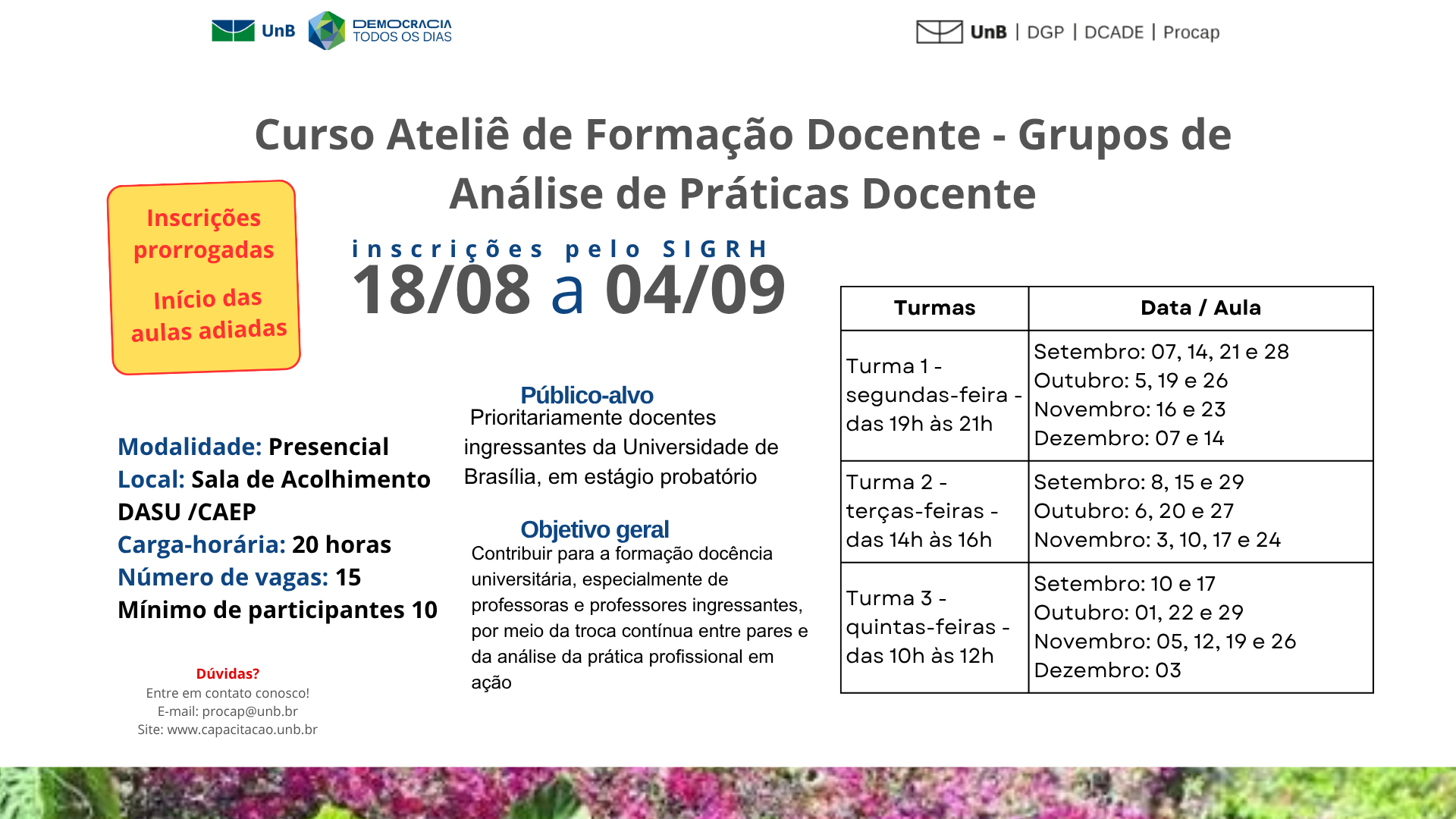 INSCRIÇÕES PRORROGADAS ! Ateliê de Formação Docente – Grupos de Análise de Prática Docente