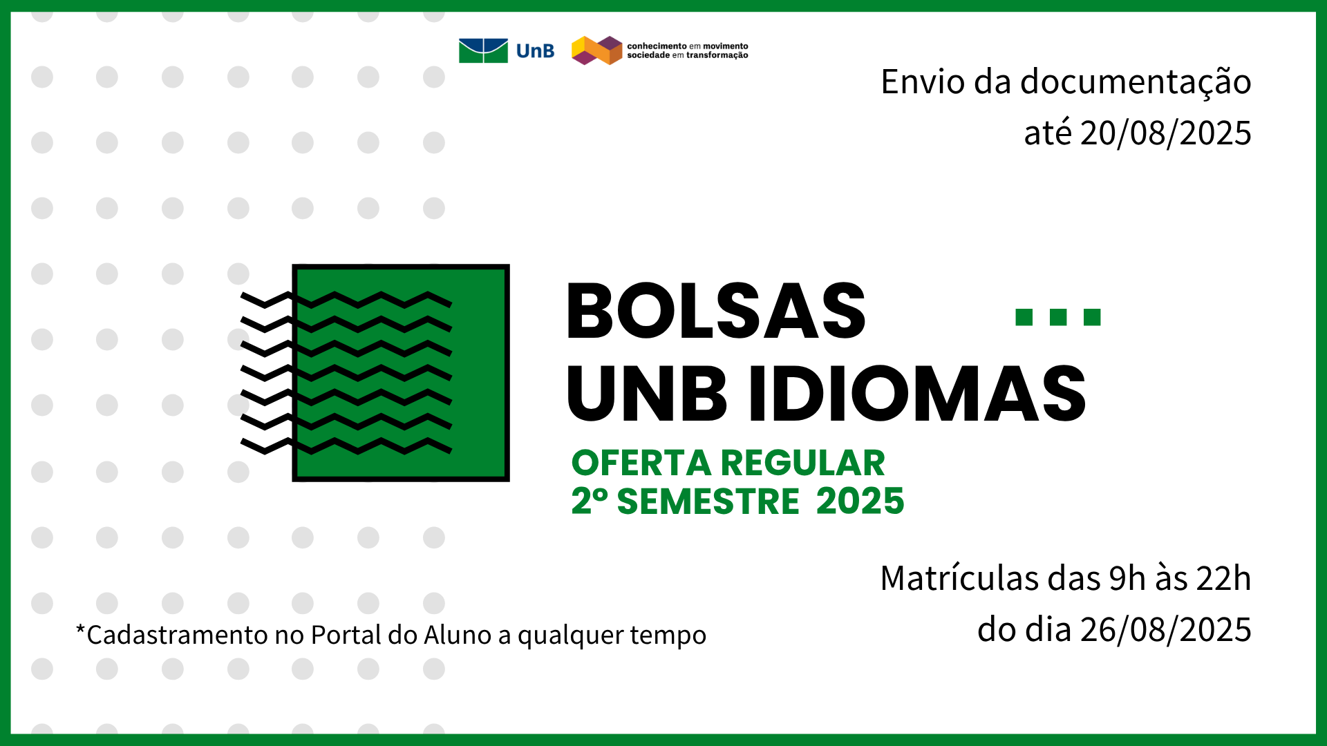 Bolsas UnB Idiomas - Oferta: Cursos Regular 2025.2