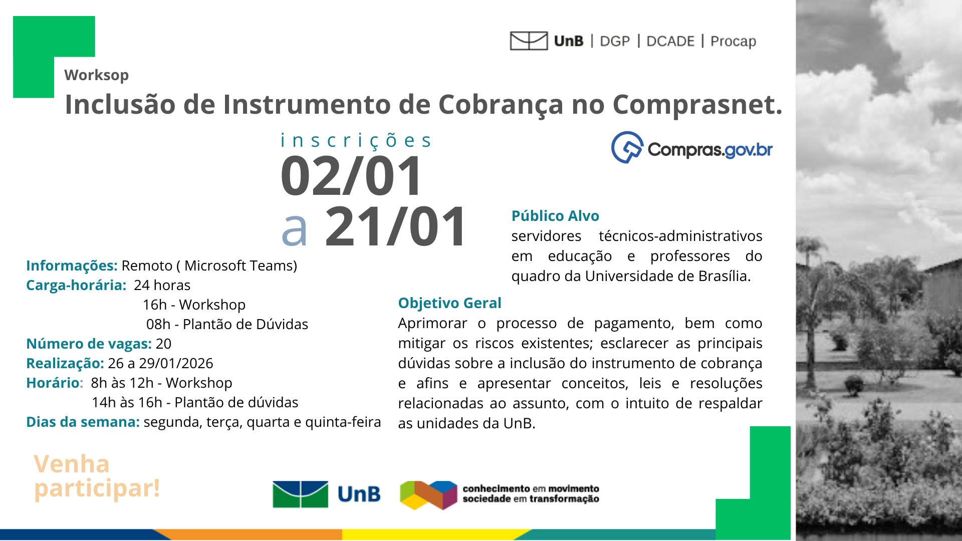 VEM AÍ ! WORKSHOP - Instrumento de Cobrança no Comprasnet