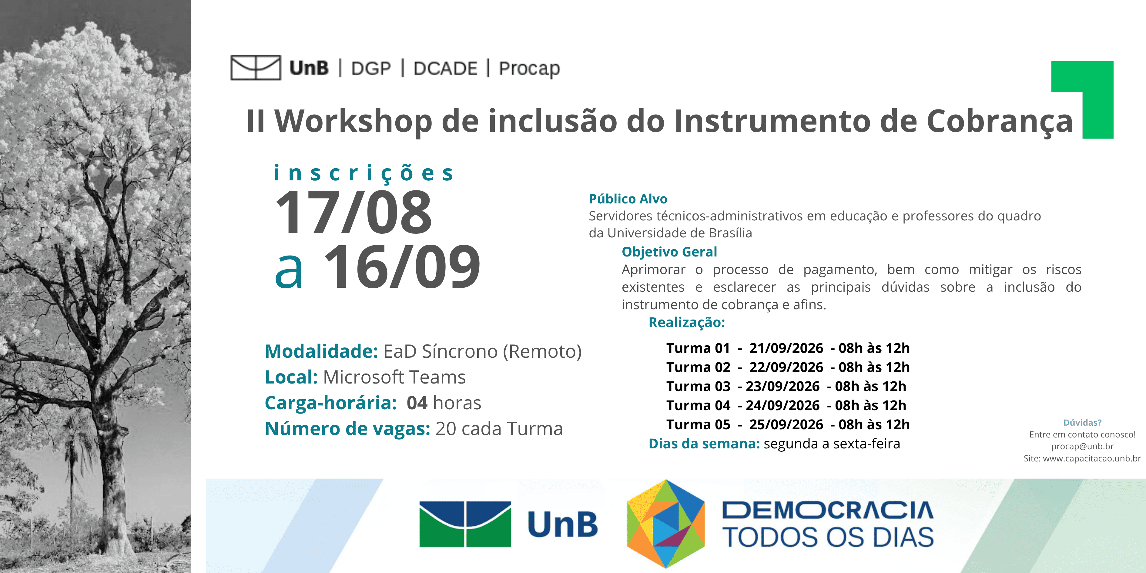 INSCRIÇÃO ABERTA! II Workshop de inclusão do Instrumento de Cobrança