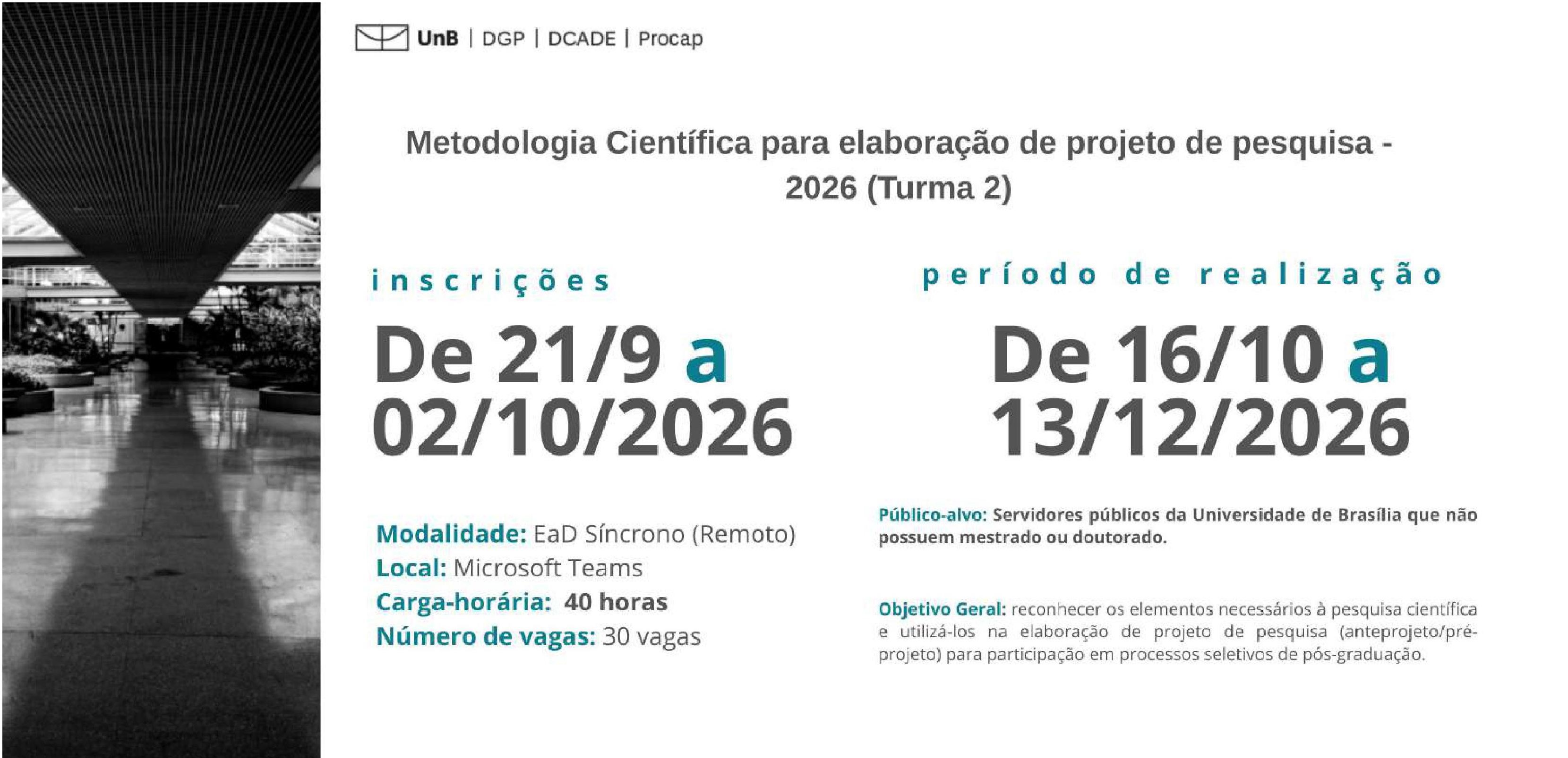 VEM AÍ !! Metodologia Científica para Elaboração de Projeto de Pesquisa 2026 (Turma 2)