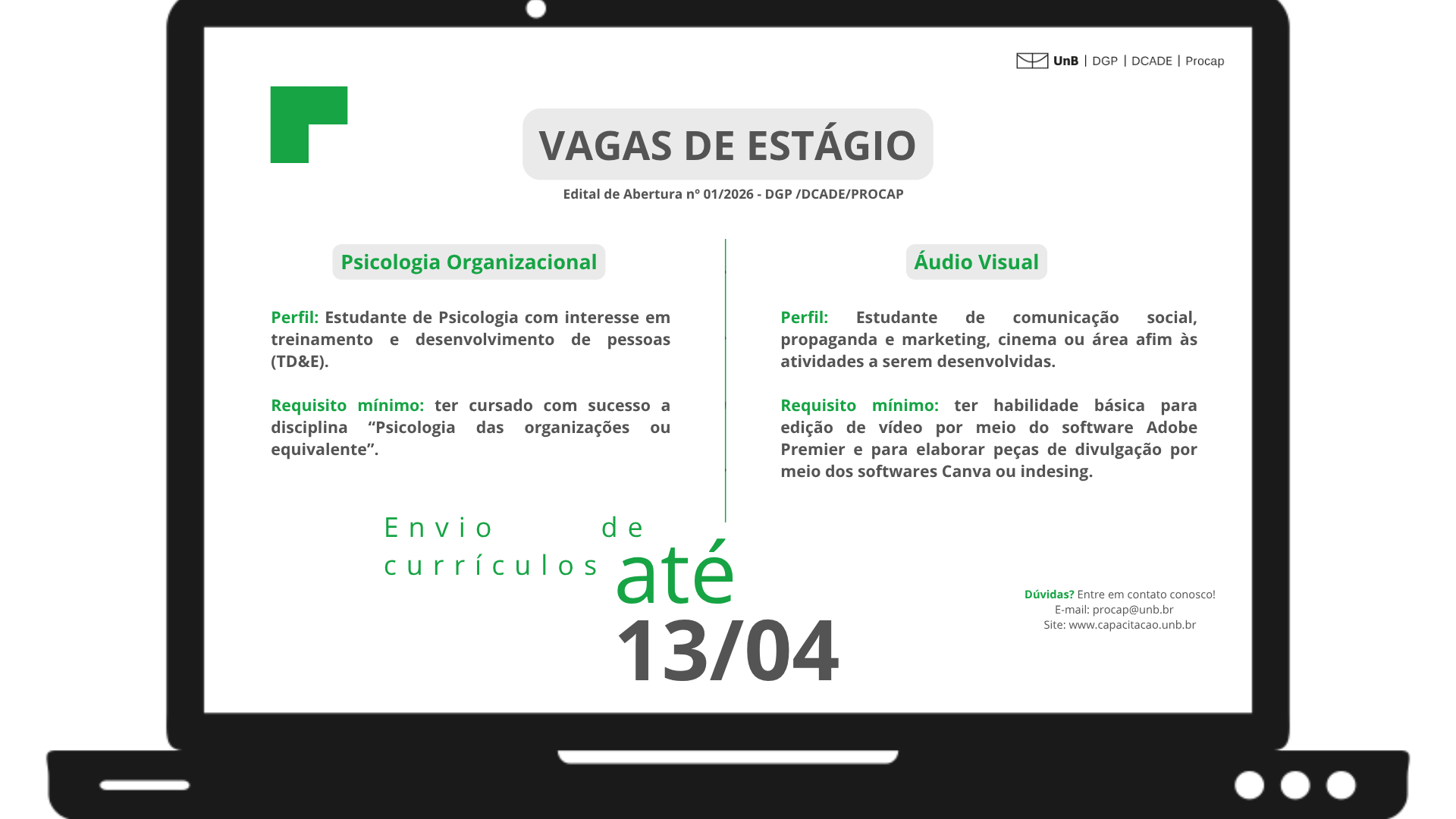 Processo Seletivo para estágio não obrigatório na PROCAP